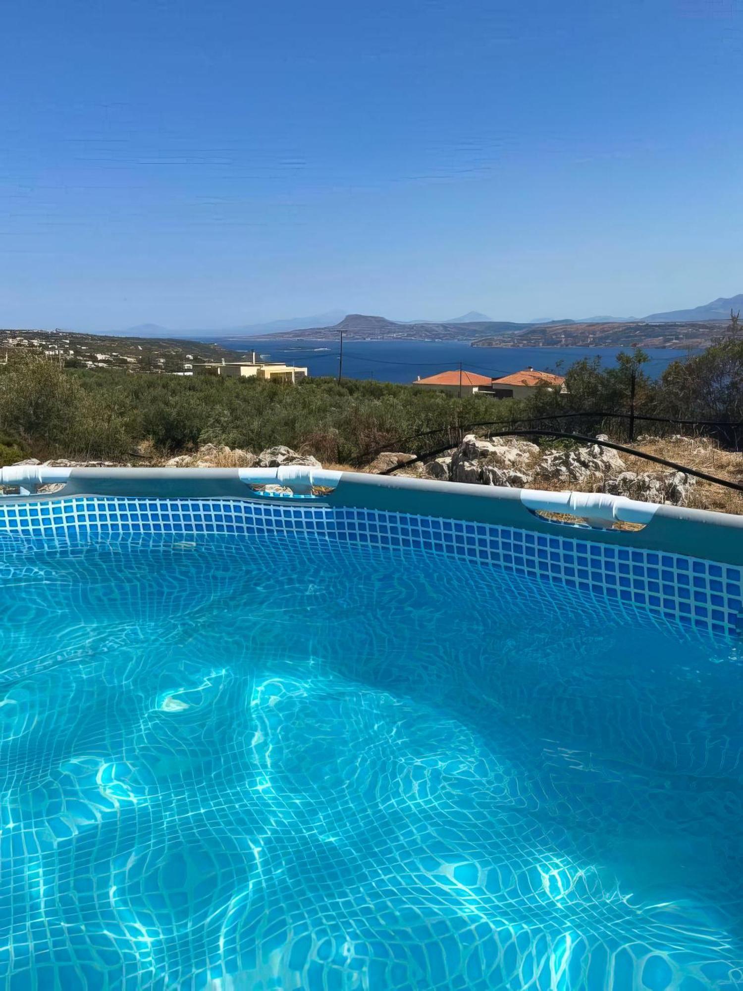 Souda Bay View With Private Pool Near Chania City Exterior foto